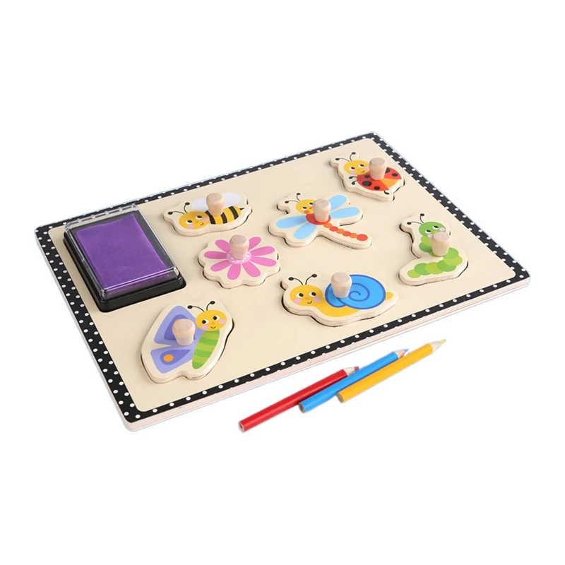 

Kids Wooden Stamps Kids Educational Toys Montessori Toys for DIY Painting Scrapbooks for Kids Children Birthday Gifts