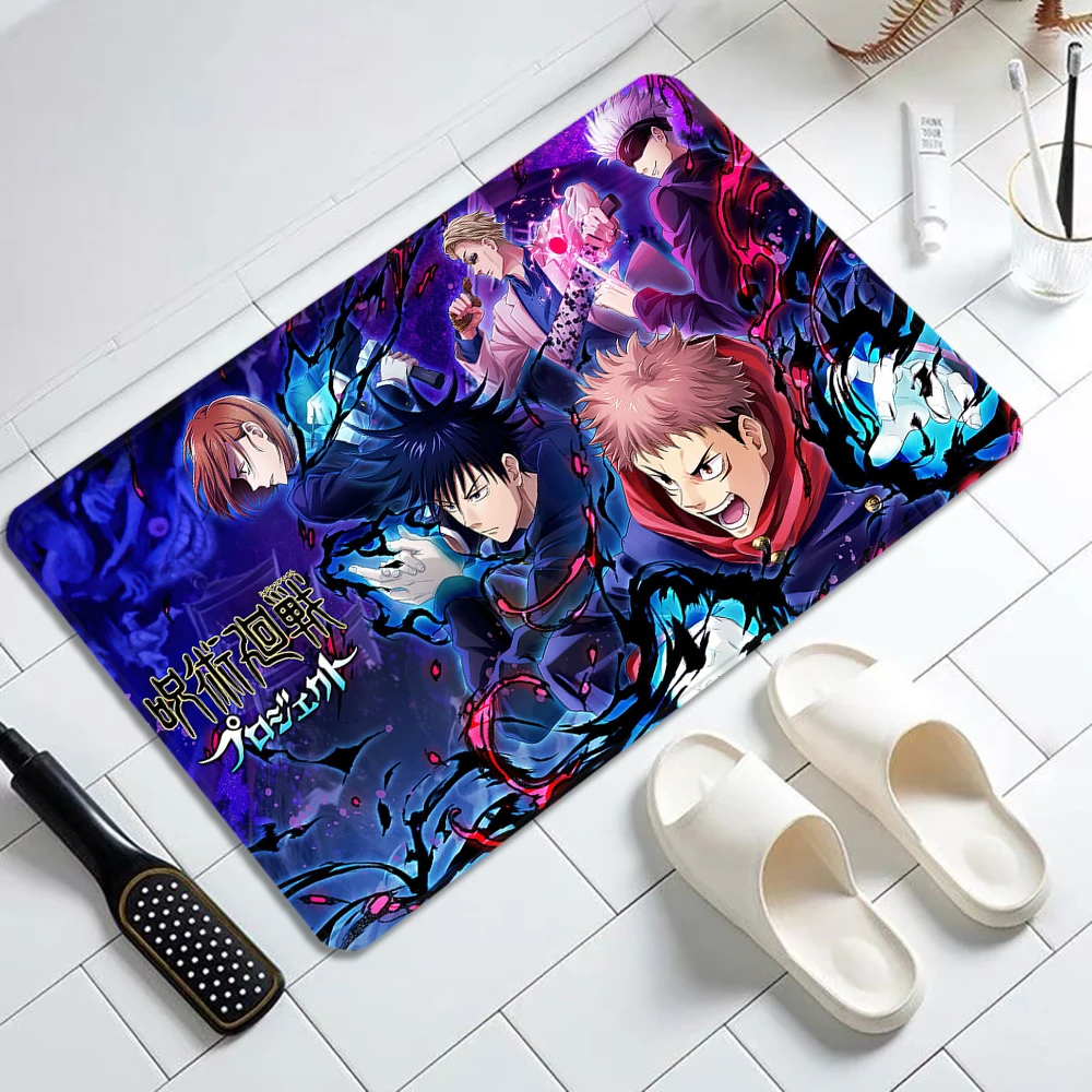 

Jujutsu Kaisen Gojo Satoru Floor Carpet for Bathroom Living Room Front Door Mats Flannel Kitchen Rugs Hallway Entrance Mat
