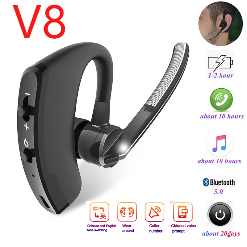 

New V8 Wireless Bluetooth headset Hands-free business Earphone with Mic stereo sports music earbuds For Smartphone PK V9 Y50 Y30