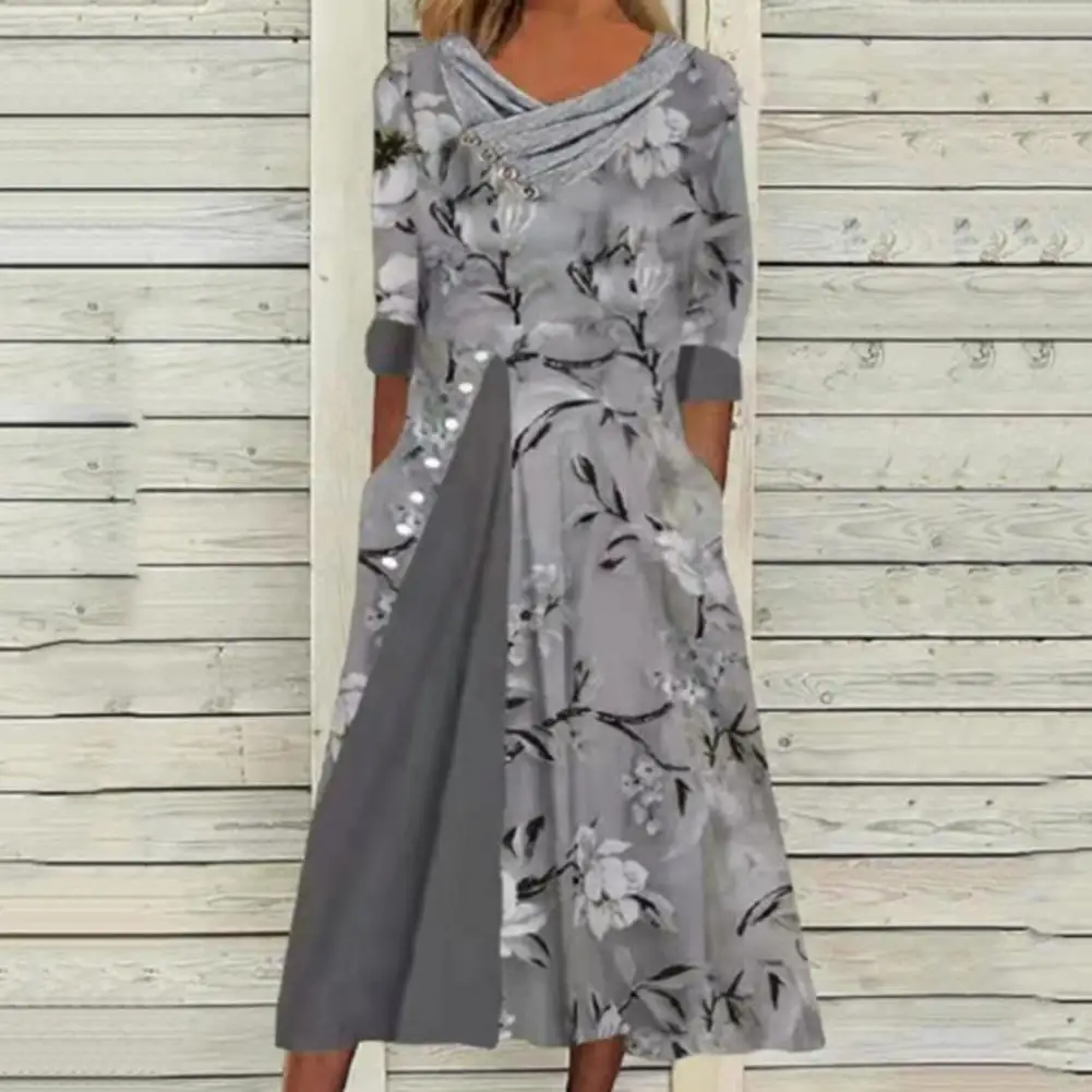 

Summer Vintage Print Dresses For Women 2022 Elegant Half Sleeve Long Dress Women Clothing