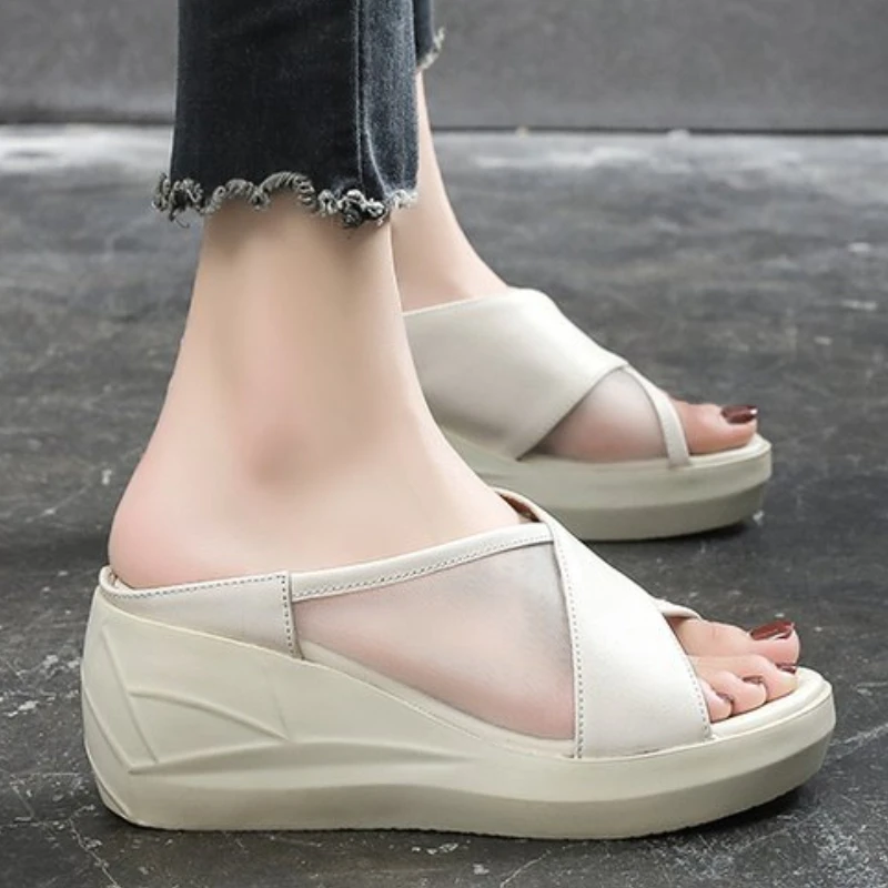 

Women's Slippers Wedge Fashion Non-slip Casual Comfy Open Toe Sandals Outdoor Fish Mouth Roman Shoes Chaussure Femme Ete