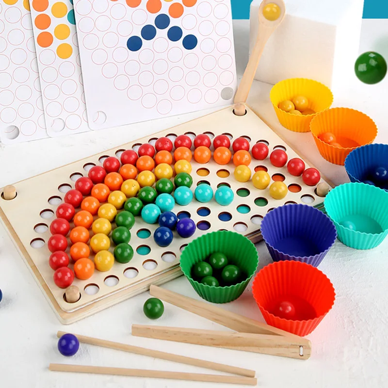 

Rainbow Color Sorting Balls Sensory Bin Tools Wooden Montessori Toys Toys For Kids 2 To 4 Years Old Learning Juguetes G2744H