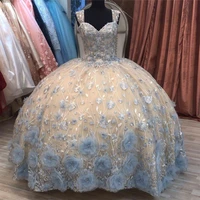 sevintage ball gown quinceanera dresses 15 party formal 3d flowers lace applique princess cinderella birthday gowns 2022
