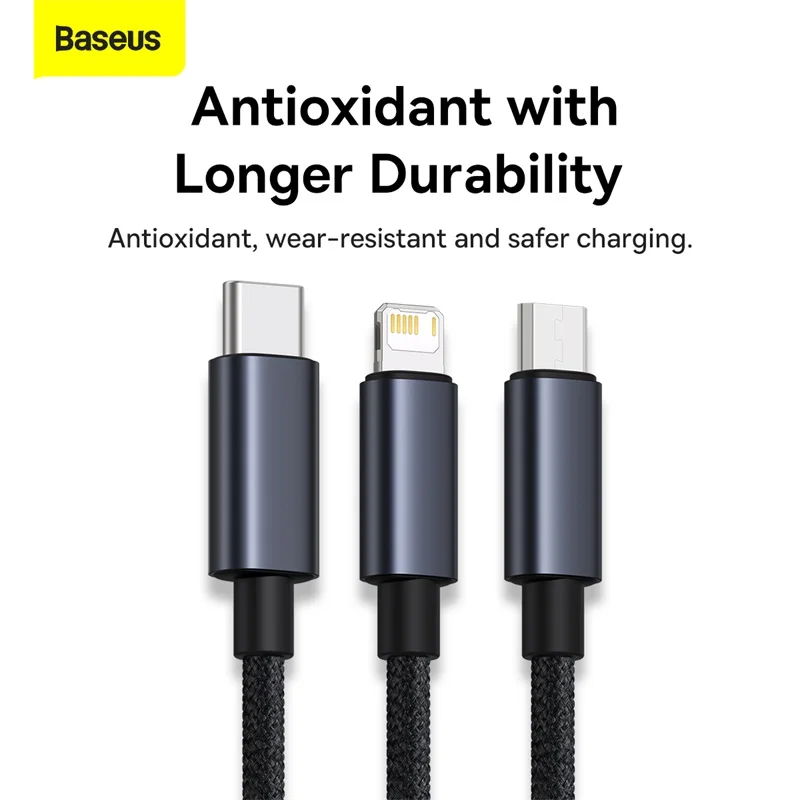 Кабель USB Baseus 3 в 1 кабель типа C для Samsung Xiaomi Mi 9 Huawei iPhone 13 12 11 зарядное устройство