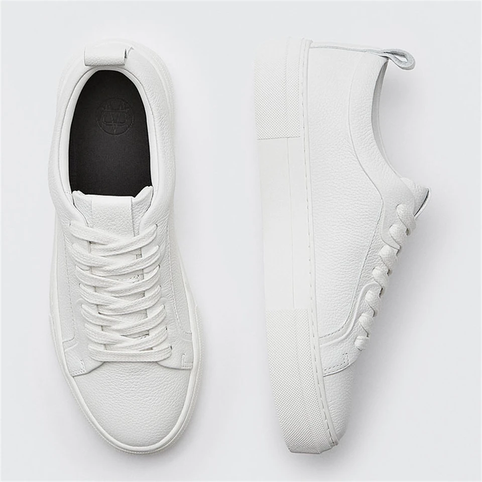 Women's Vulcanize Shoes 2023 Classic Solid Color Genuine Leather Vulcanized Shoes Woman Casual White Shoes Female Flat Sneakers