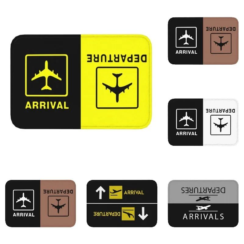 

Aviation Airplane Departure Arrival Front Floor Door Entrance Mat Aviator Plane Kitchen Bath Doormat Living Room Carpet Rug