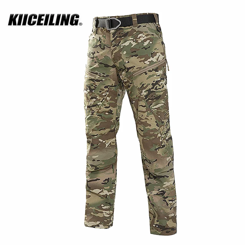 

KIICEILING KBZ Multicam Hiking Tactical Pants Military Cargo Pants Men Climbing Stretch Ripstop Waterproof Army Work Trousers