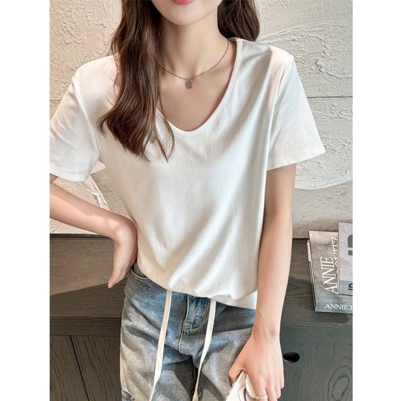 Женские футболки однотонные повседневные топы с короткими рукавами Losse