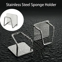 kitchen stainless steel sink sponges holder self adhesive drain drying rack kitchen wall hooks accessories storage organizer