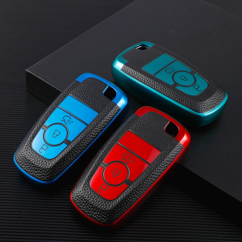 

Car Key Case Cover fob for Ford Fusion Mustang Explorer F150 F250 F350 2017 2018 EcoSport Edge S-MAX Ranger Lincoln Mondeo fiest