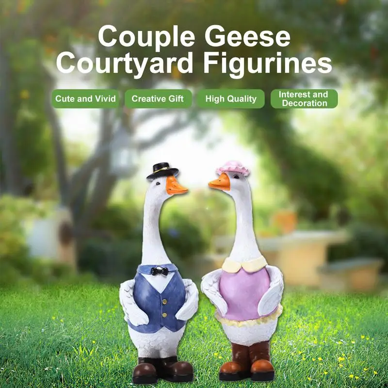 

Garden Geese Statues Outdoor Garden Figurine Geese Home Room Offices Table Desk Decor Bedroom Sculpture Housewarming Gifts For