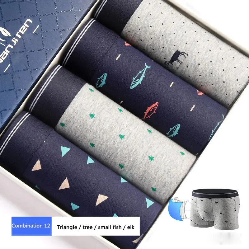 Men's Boxer Briefs Cotton Antibacterial Cotton Youth Comfortable Breathable Large Size Boxer Shorts Head