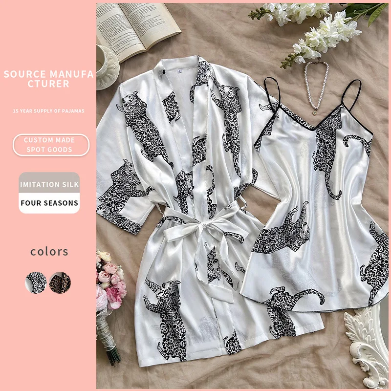 Женский ночной халат с v-образным вырезом сексуальный шелковый поясом короткое