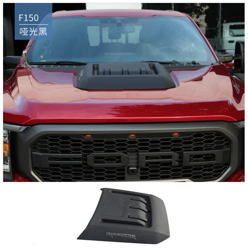 

For Ford F150 2021 2022 2023 High Quality Car ABS Matte Black Front Splitter Bumper Engine Hood Vent Cover