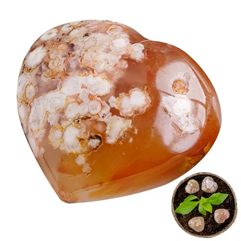 

Natural Cherry Blossoms Agate Heart Pocket Palm Stone Cherry Agate Crystals And Healing Stones Carved Collectible Trinket Crafts