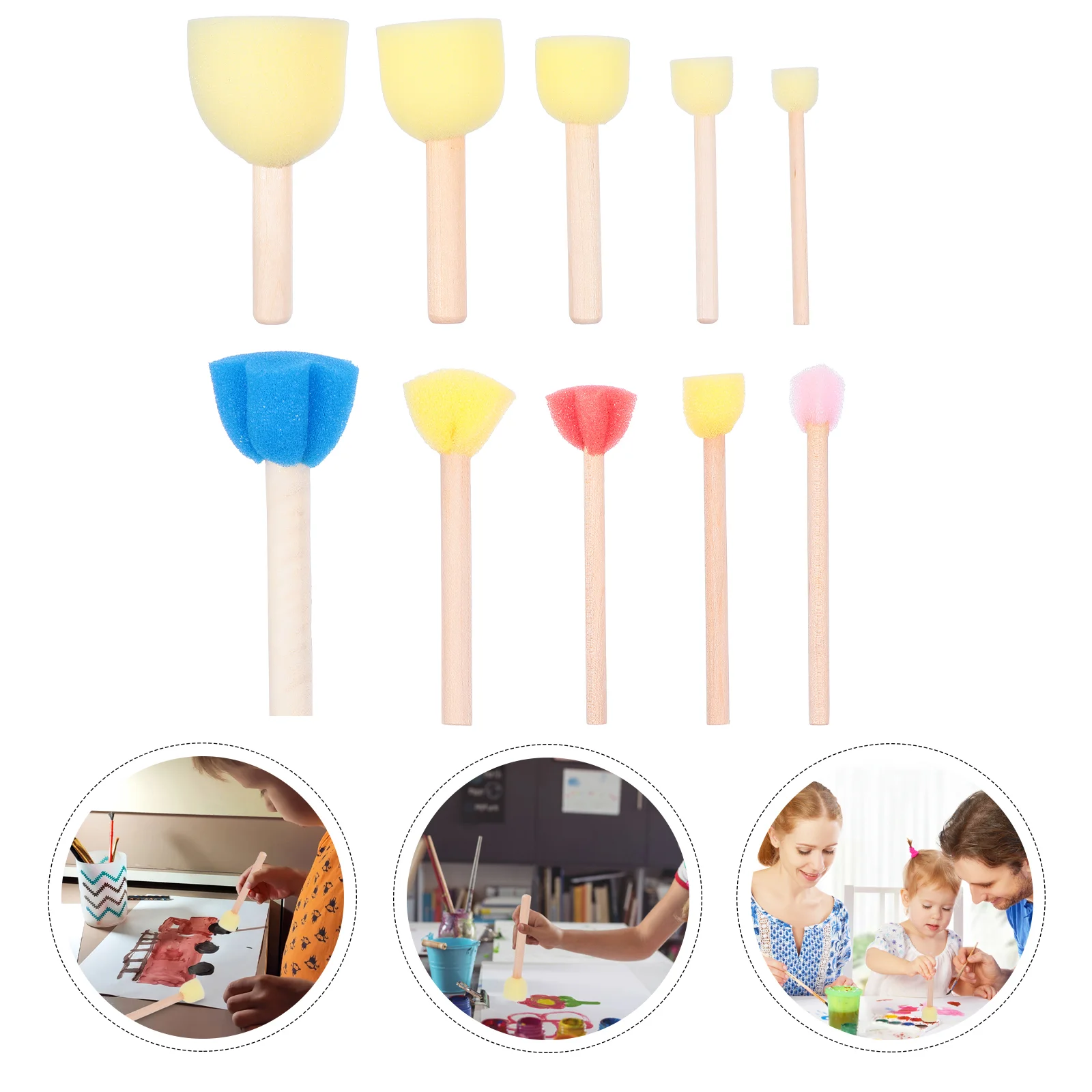 

10 Pcs Toddler Brushes Graffiti Drawing Tool Sponge Painting Children M Kids