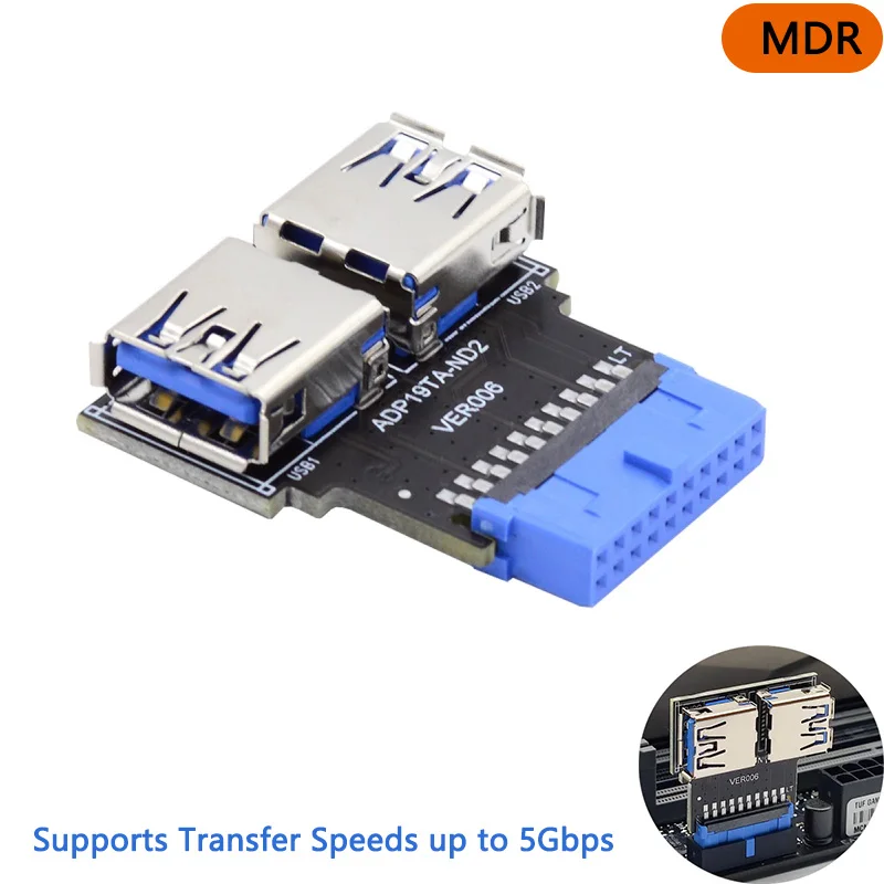 MDR 20/19 Pin Материнская плата с двумя USB 3 0 типа A адаптер разъем коробка заголовок