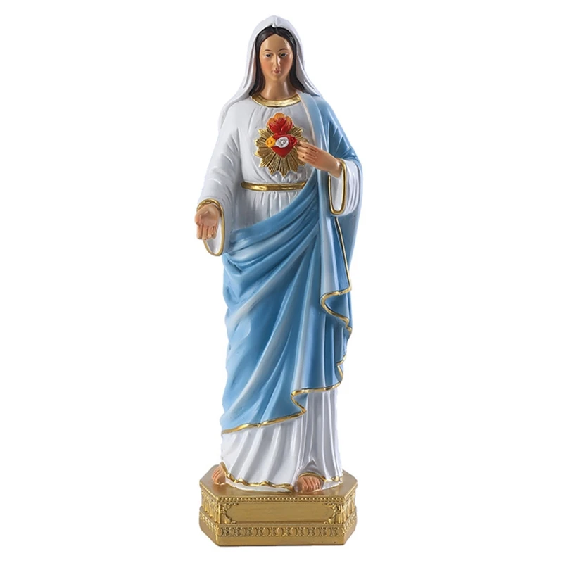 

Mother Mary Statue Blue Clothes Holy Miniature Religion Figurine