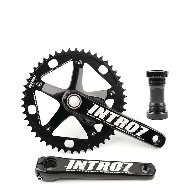 Фото Комплект шатунов 48T INTRO7 DEVIL EYE Hollow Integrated Fixie Racing из алюминия AL-7075 с ЧПУ, BCD144мм, для фикс-байков и трековых велосипедов, 165мм №1