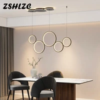 modern led pendant light black circles home led chandelier pendant lamp for living room dining room kitchen bedroom luminaires