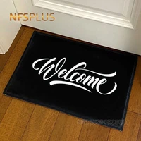 home decorative door mat hallway welcome doormat 4 sizes black flannel fabric printed anti slip floor mats entrance carpets rugs