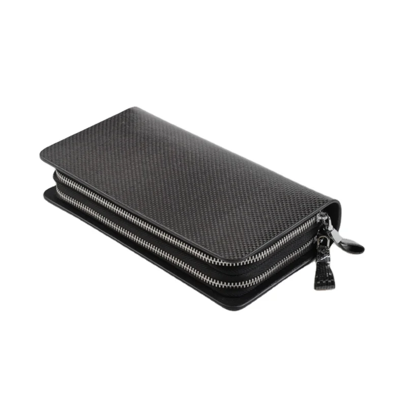 

The new 2021 3k Luxury Vegan Carbon fibre double zip for mens leather wallet