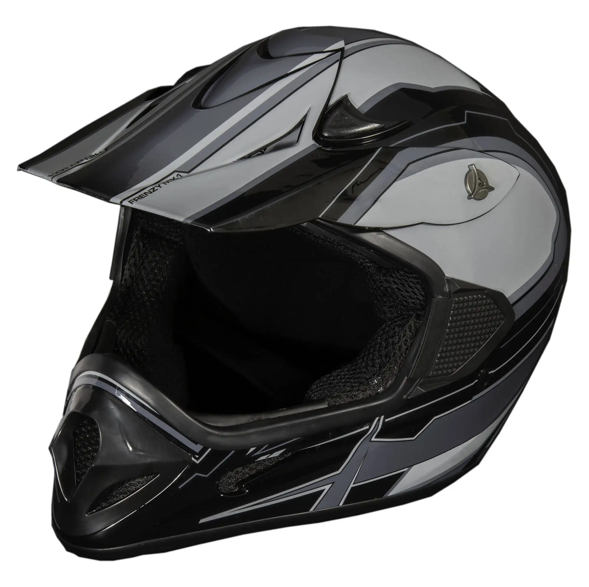 

Adult Frenzy MX ATV off-road Helmet DOT Approved, Black/Grey - Large