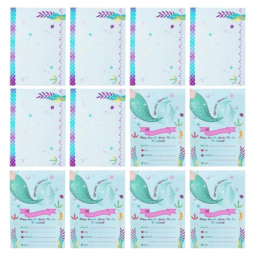 

12 Sets Invitations Adorable Kids Mermaid Birthday Invitations Pool Party Invitation Cards Birthday Party Invitations