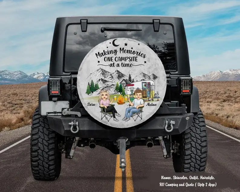 

Gift For Father's Day, Personalized Tire Cover, Make Memories One Campsite Spare Tire Cover, Custom Your Design, Camping RV Spar
