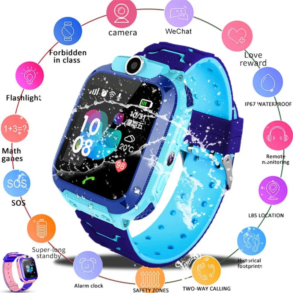 

Q12 Kids Smart Watch Waterproof IP67 SOS Antil-lost Phone Watch Baby 2G SIM Card Call LBS Location Tracker Child Smartwatch