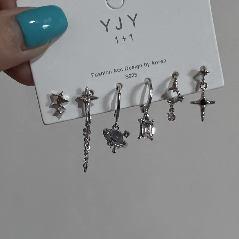 6 шт./комплект серьги-подвески в виде звезд