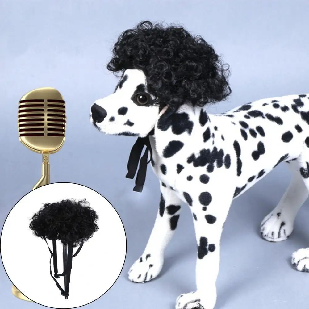 Парик для домашних животных забавная шапка с искусственными вьющимися черными