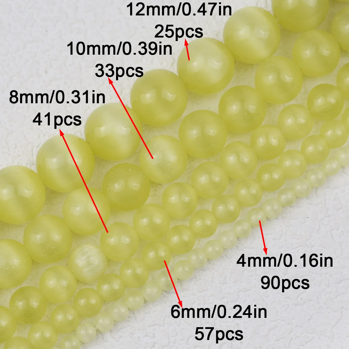 Светло-желтый Круглый Кошачий Глаз Камень Свободные Бусины Для Ювелирных