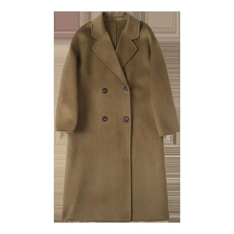 00 флисовая двубортная шерстяная куртка женская 2024 осень и зима новое теплое