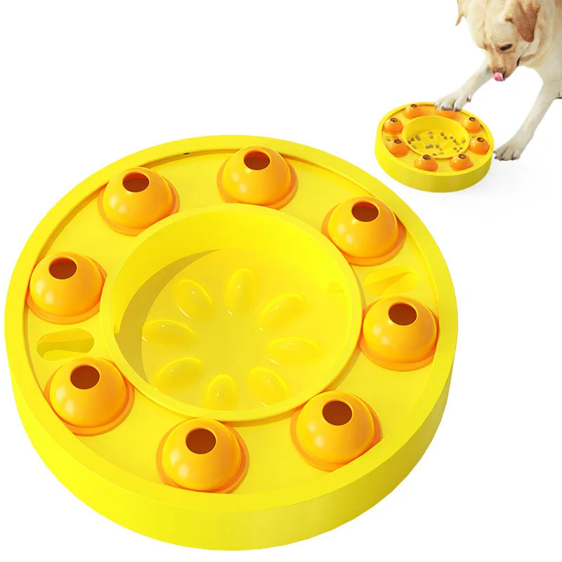 

Dog Training Toys Puzzle Interact Slow Food Dispenser Nonslip Anti Choke Bowl Turntable Eco-friendly Multifunction Pet Food Dish