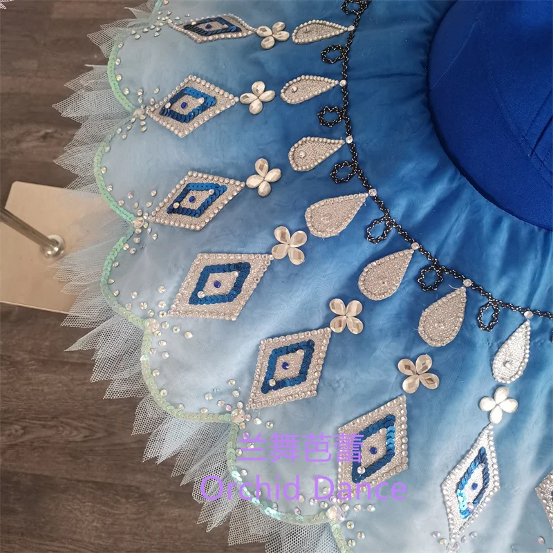 Professional Kids Girls Women Adult Competition Performance Wear La Fill de Pharaon Blue Ballet Tutu Costumes