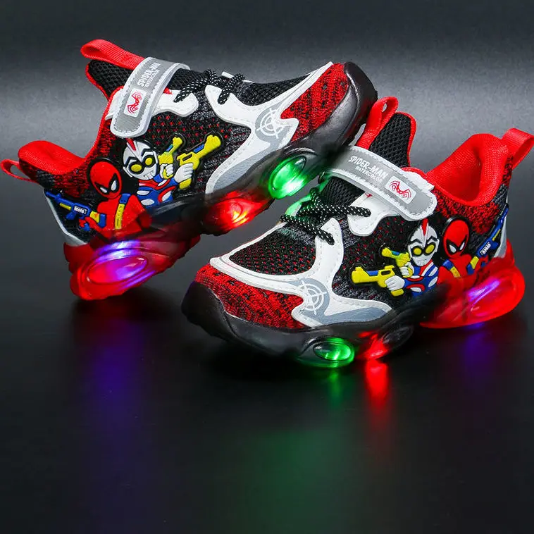 

Кроссовки Детские с нескользящей мягкой подошвой, повседневная обувь для первых шагов, с подсветкой, мультяшный рисунок, для мальчиков и де...