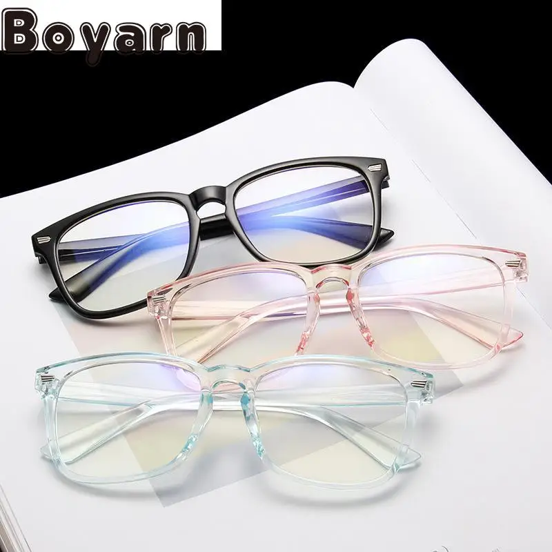 

Boyarn Square Midin Glasses Frame Ins Sub Men's And Women's Retro Glasses Frame Lightweight Comfortable Glasses UV400
