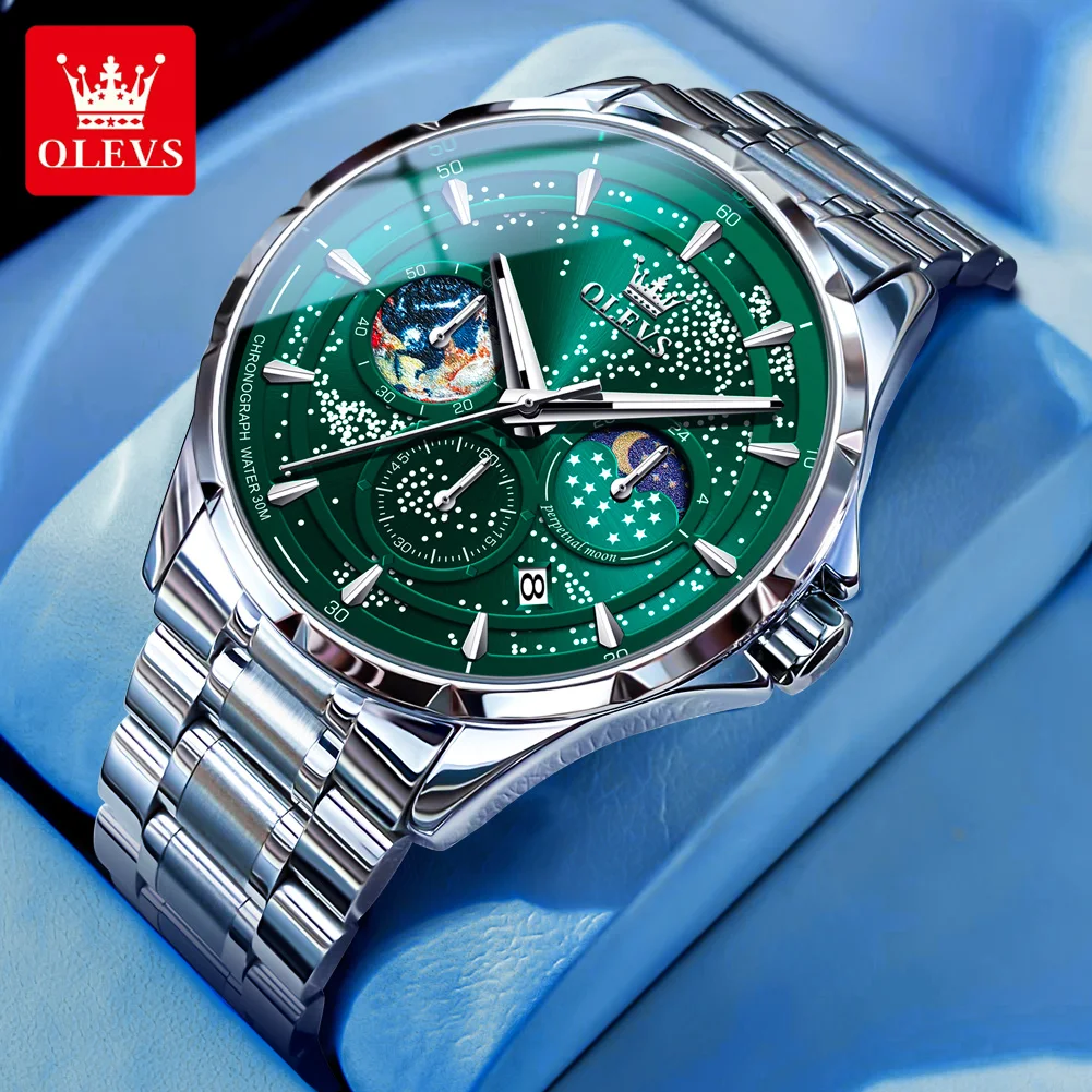 

TAXAU New Luxury Men's Quartz Watches Original Starry Sky Moon Phase Wristwatches Luminous Waterproof Watch For Man Montre Homme