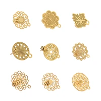 10pcs 304 stainless steel hollow flower studs for diy drop earrings post findings jewelry making dangle charms connectors