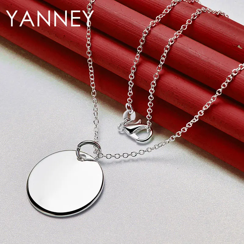 Ожерелье женское из серебра 925 пробы с гладкой круглой поверхностью 16-30 дюймов