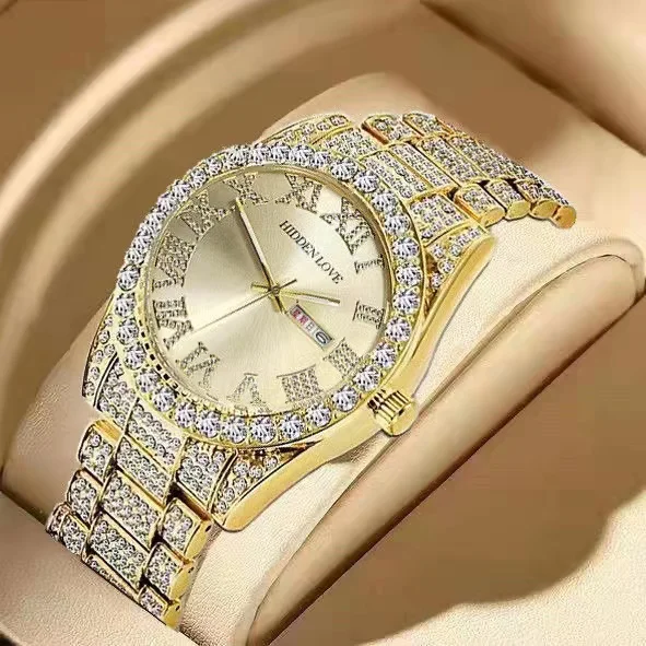 

Часы Gypsophila мужские с календарем, водонепроницаемые трендовые мужские и женские часы в стиле хип-хоп с браслетом из стали в римском стиле