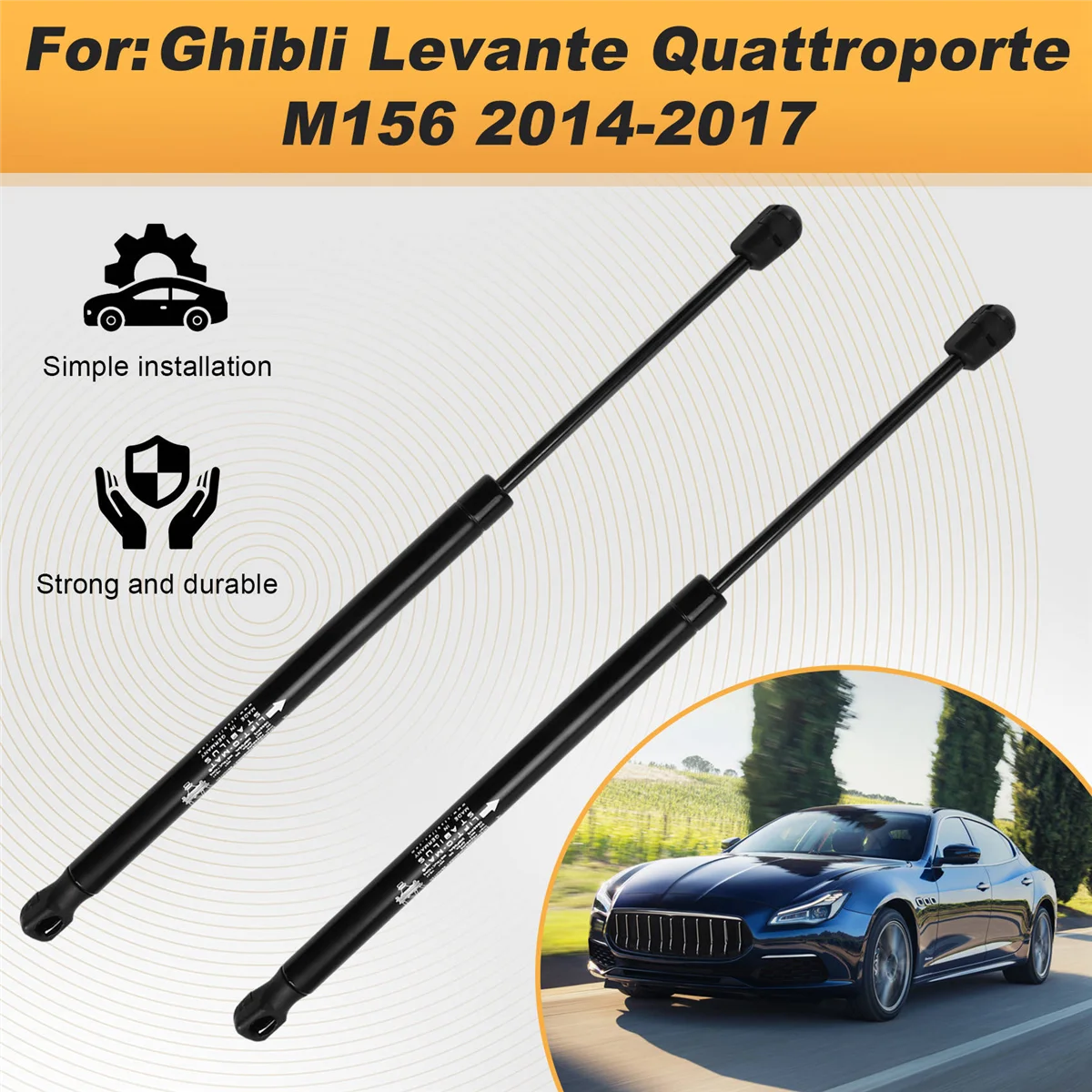 Фото Газовая стойка переднего капота ENG-nCar для Maserati Ghibli Levante Quattroporte M156 2014-2017 №3