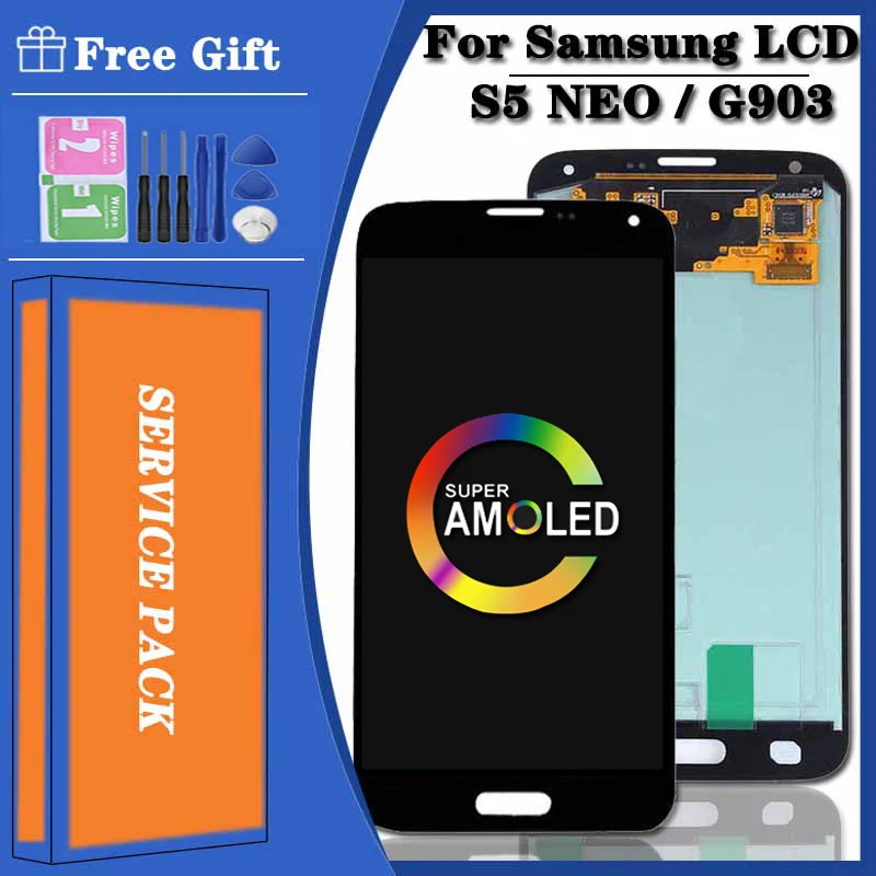 Оригинальный Небольшой коричневый ЖК-дисплей 5,1 дюйма для samsung Galaxy S5 NEO SM-G903M G903 G903F G903M, ЖК-дисплей с сенсорным экраном в сборе