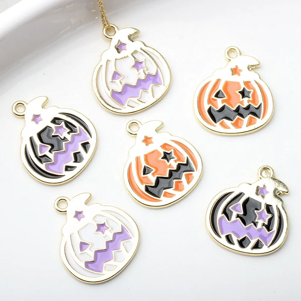 

10pcs Handmade Halloween Pendant Charms Alloy Pumpkin Ghost Necklace Earrings Bracelet Pendants Diy Jewelry Making Findings