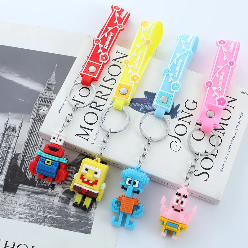 

Spongebob Squarepants Kawaii Net Red Trend Cartoon Simple Keychain Couple Bag Pendant Car Key Chain Bag Pendant