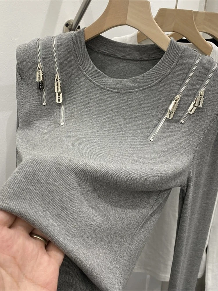 

Летняя женская футболка, футболка для девочек, женская одежда, топы с длинным рукавом, Весенняя хлопковая облегающая футболка, женский коро...