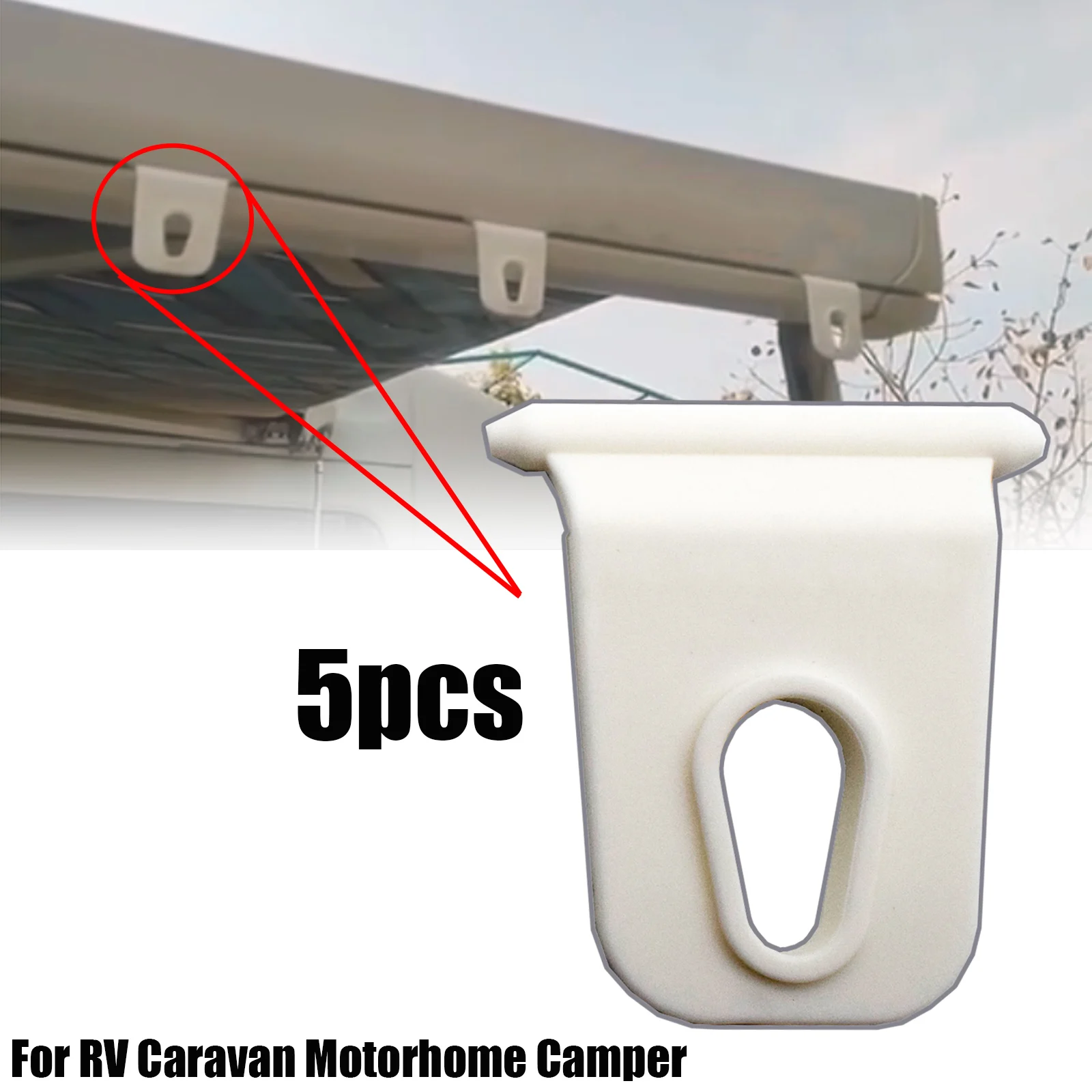 

5Pcs Universal White RV Awning Hook Hanging Clothes Party Light Holder For Caravan Camper Outdoor Camping survival Hiking Travel