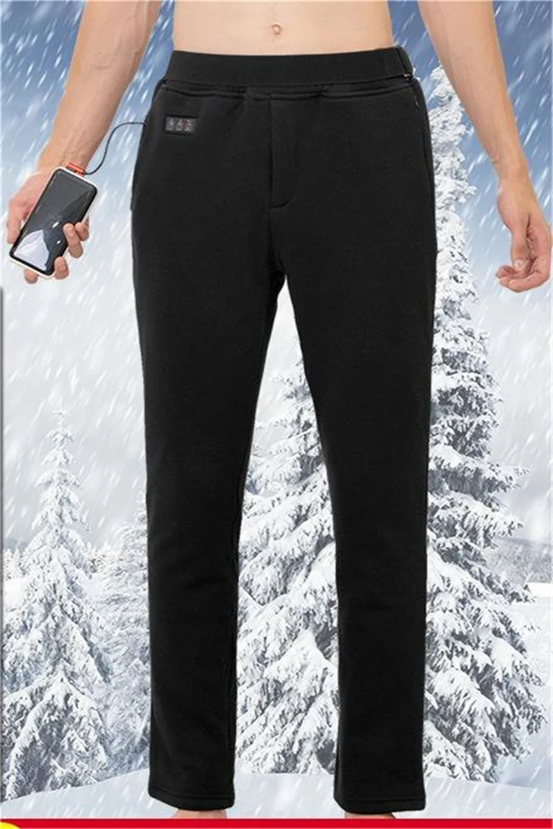 Men 8 Zone Winter Electric Heated Pants USB Charging Heating Pants Plus Velvet Thermal Pants Electric Heating Thermal Underwear
