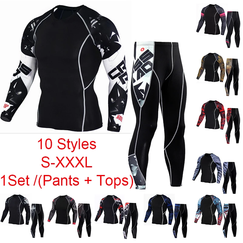 Motosiklet spor döküntü bekçi spor gömlek erkekler sıkıştırma pantolon Punisher spor koşu gömlek erkekler spor tayt sıkı takım elbise